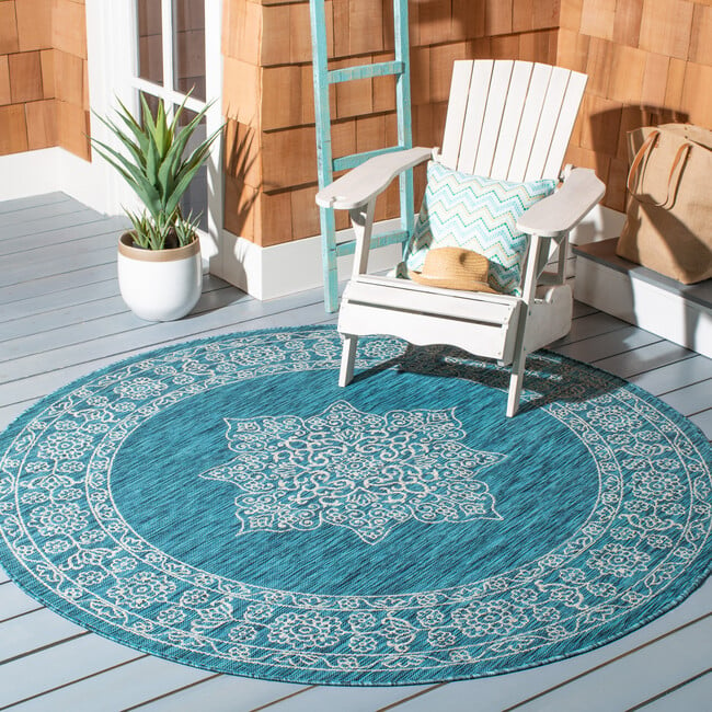 Courtyard Adeline Indoor/Outdoor Rug, Blue - Rugs - 3