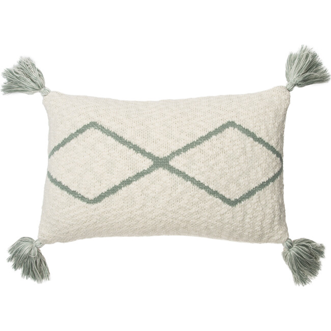 Little Oasis Knitted Cushion, Natural/Indus Blue