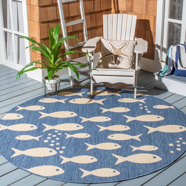 Courtyard Nemo Indoor/Outdoor Rug, Dark Blue - Rugs - 4