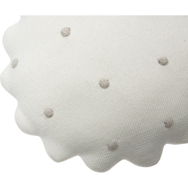 Round Knitted Biscuit Cushion, Ivory - Decorative Pillows - 5