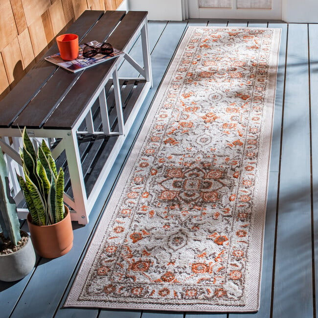 Cabana Claire Indoor/Outdoor Rug, Orange/Grey - Rugs - 9