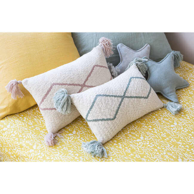 Little Oasis Knitted Cushion, Natural/Indus Blue - Decorative Pillows - 8