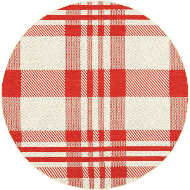 Courtyard Abigail Indoor/Outdoor Rug, Red/Beige Plaid - Rugs - 4