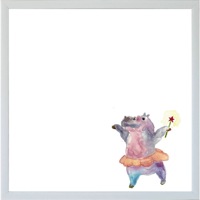 Watercolor Magnet Board Art, Dancing Hippo