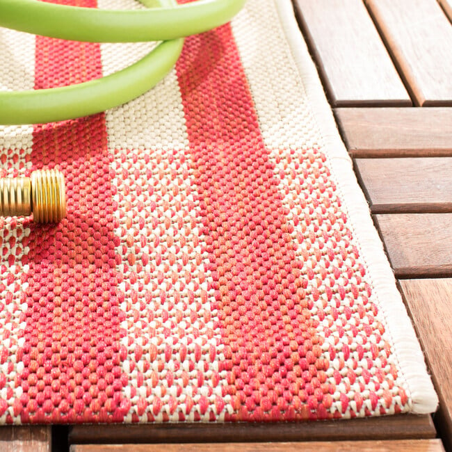 Courtyard Abigail Indoor/Outdoor Rug, Red/Beige Plaid - Rugs - 5