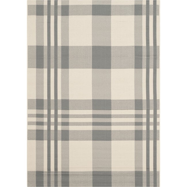 Courtyard Abigail Indoor/Outdoor Rug, Grey/Beige Plaid - Rugs - 6