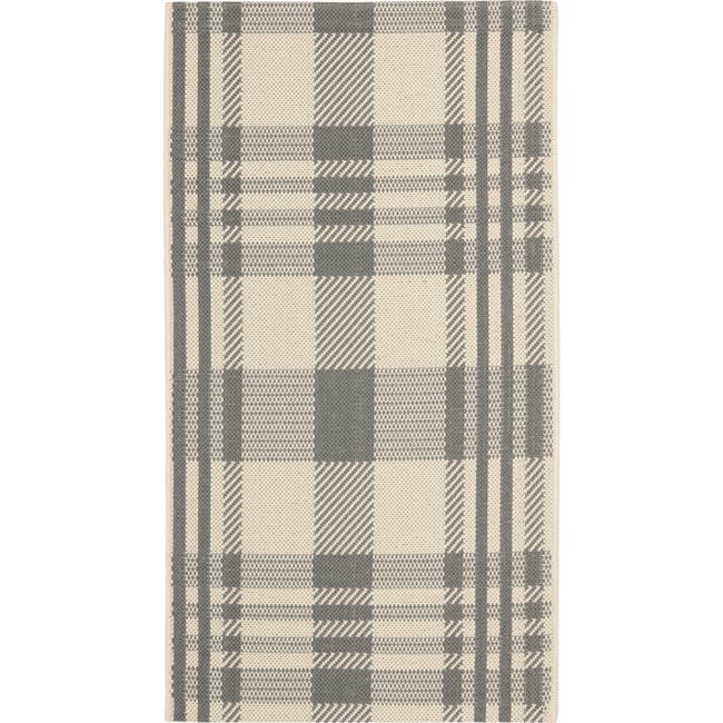 Courtyard Abigail Indoor/Outdoor Rug, Grey/Beige Plaid - Rugs - 7