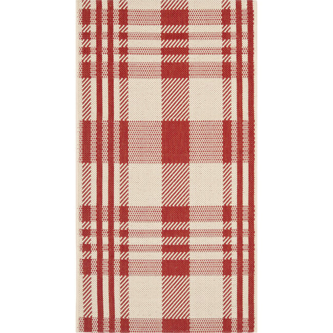 Courtyard Abigail Indoor/Outdoor Rug, Red/Beige Plaid - Rugs - 7