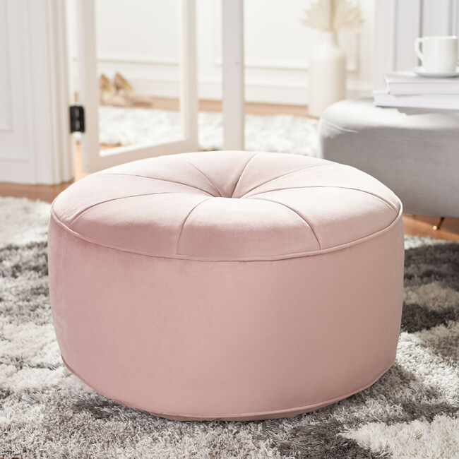 Amais Round Ottoman Blush Safavieh Nursery Chairs And Ottomans