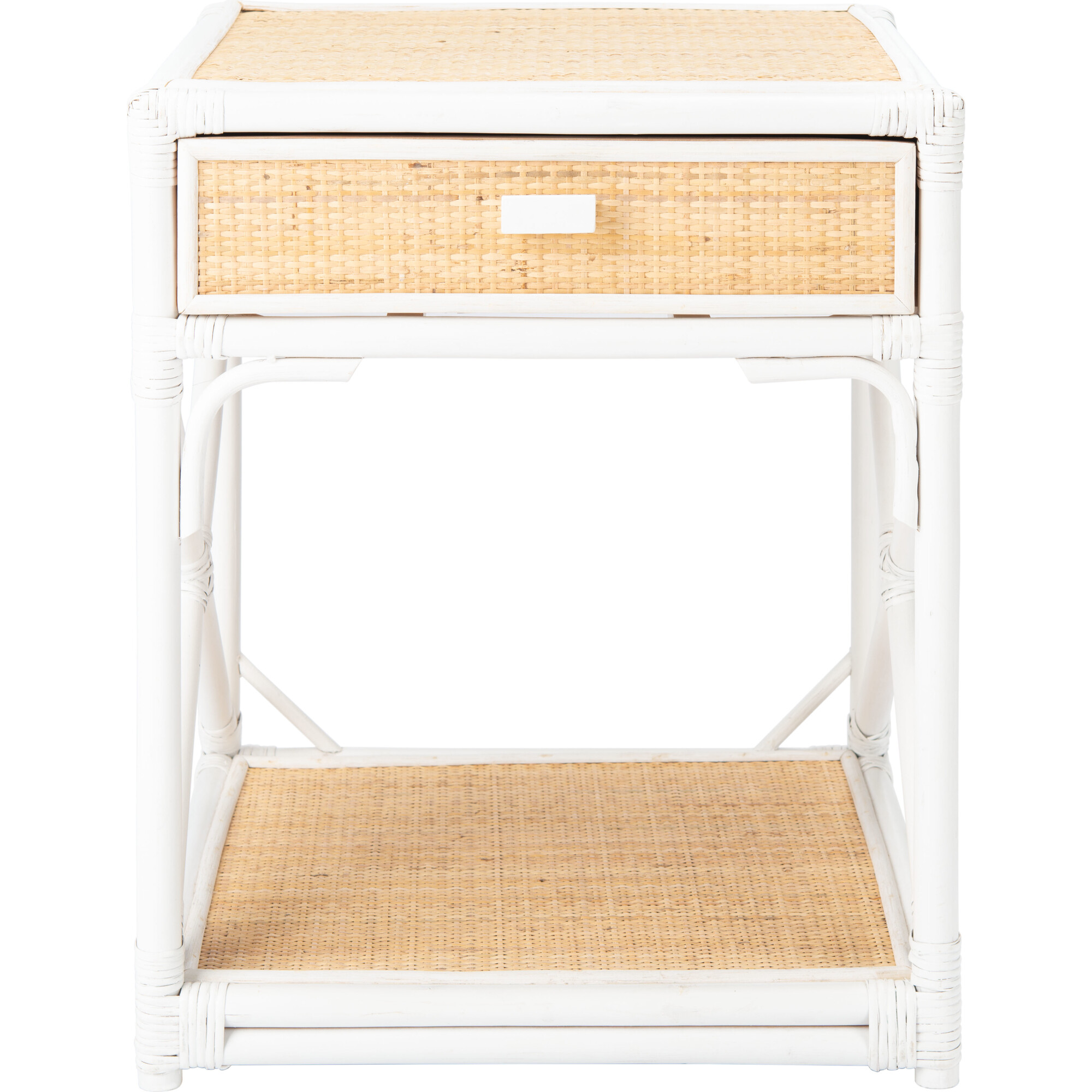 Bali 1-Drawer Nightstand, White/Natural - Nightstands - 1