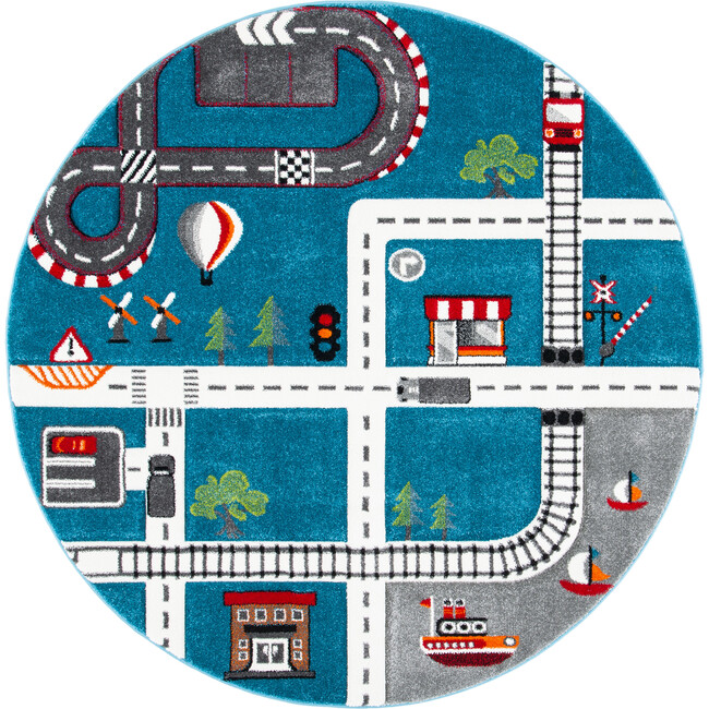 Carousel Kids Atlas Rug, Turquoise - Rugs - 4