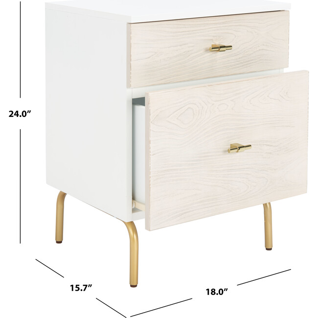 Genevieve 2-Drawer Nightstand, White/Gold - Nightstands - 7