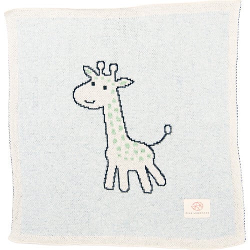 Petite Giraffe Baby Blanket Set, Sky Blue - Blankets - 3