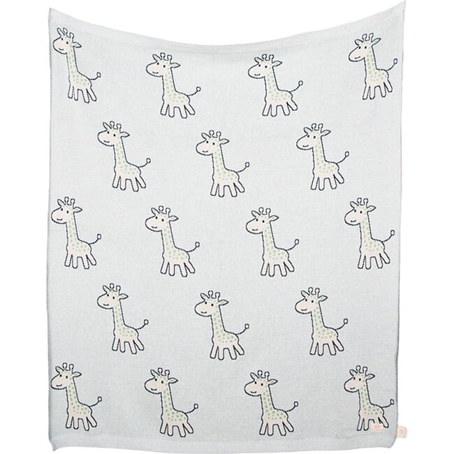 Petite Giraffe Baby Blanket Set, Sky Blue - Blankets - 5