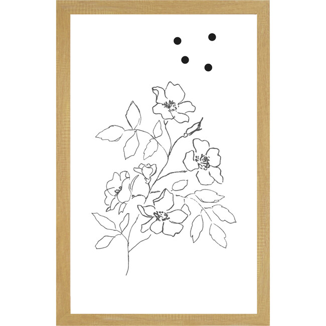 Flower Drawing B Magnet Board, Rustic Wood