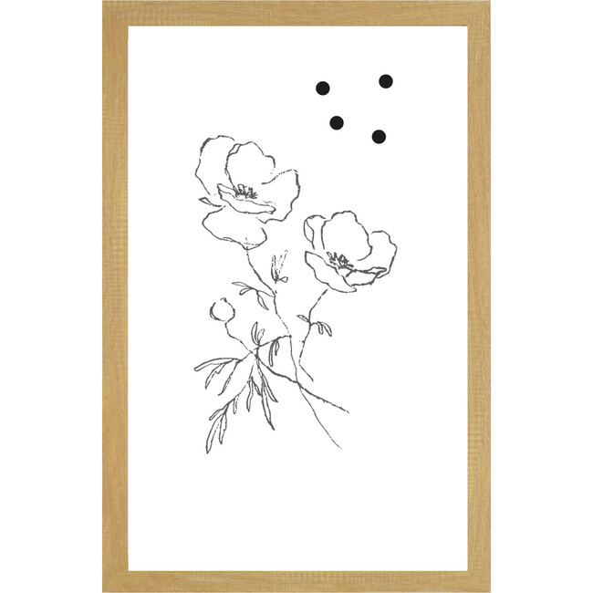 Flower Drawing A Magnet Board, Rustic Wood