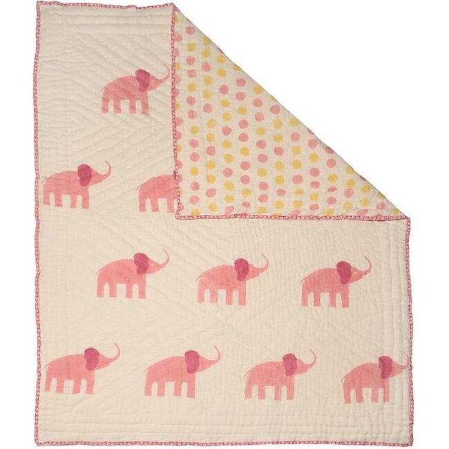 Pink elephant Organic Quilt