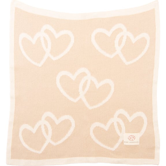 Twin Hearts Baby Blanket Set, Linen/Natural - Blankets - 6