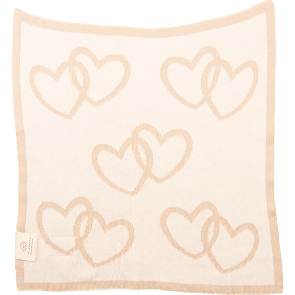 Twin Hearts Baby Blanket Set, Linen/Natural - Blankets - 7