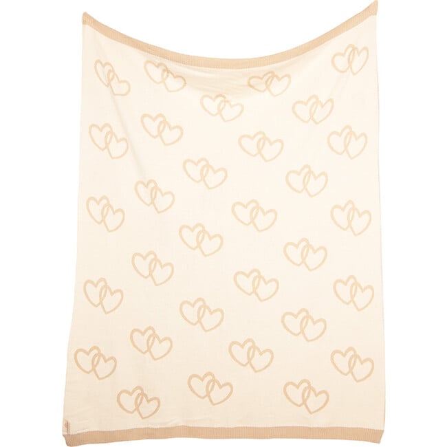 Twin Hearts Baby Blanket Set, Linen/Natural - Blankets - 8