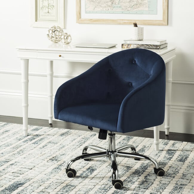 Amy Tufted Swivel Office Chair, Navy - Desk Chairs - 2