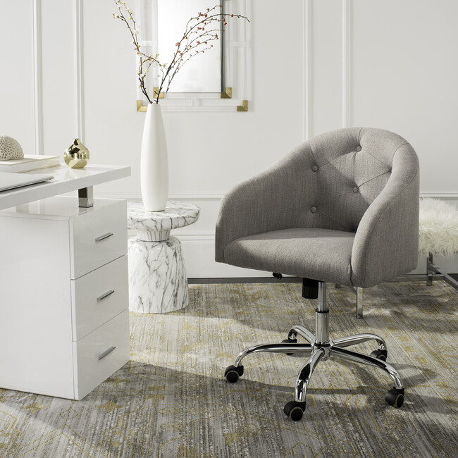 Amy Tufted Swivel Office Chair, Grey
