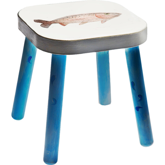 Handpainted Wooden Stool, Tucker the Trout - Kids Seating - 1