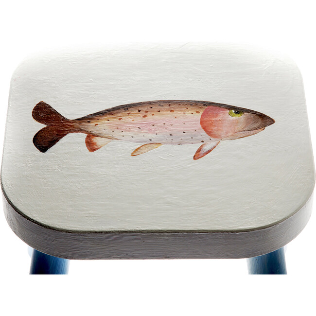 Handpainted Wooden Stool, Tucker the Trout - Kids Seating - 2