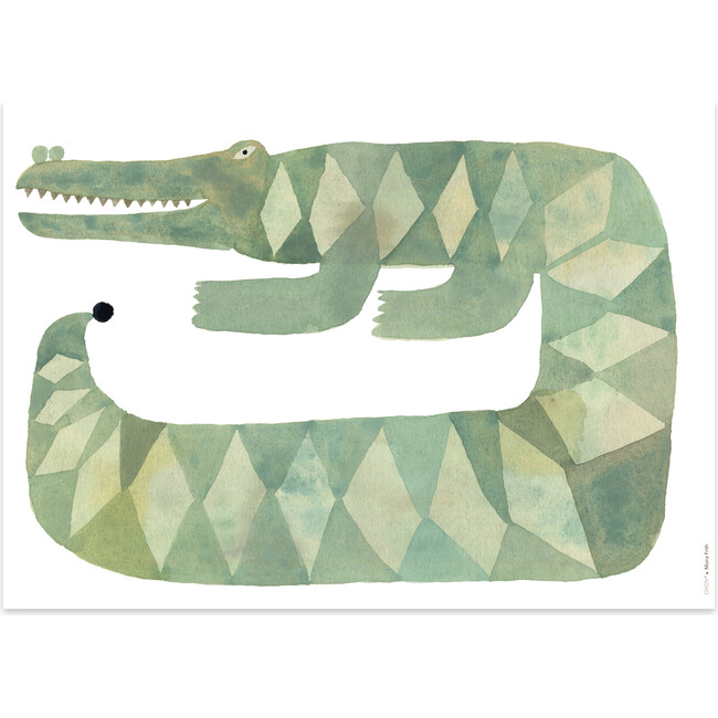 Crocodile Gustav Art Poster, Green