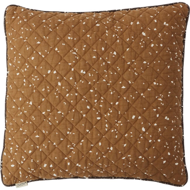 Quilted Aya Cushion, Blue/Caramel - Decorative Pillows - 2