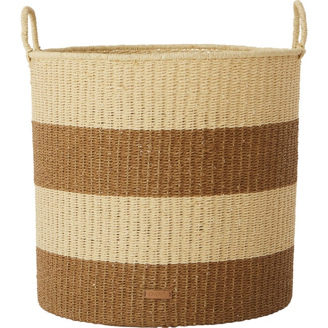 Set of 3 Gomi Cylinder Storage Baskets, Caramel Stripe - Storage - 3