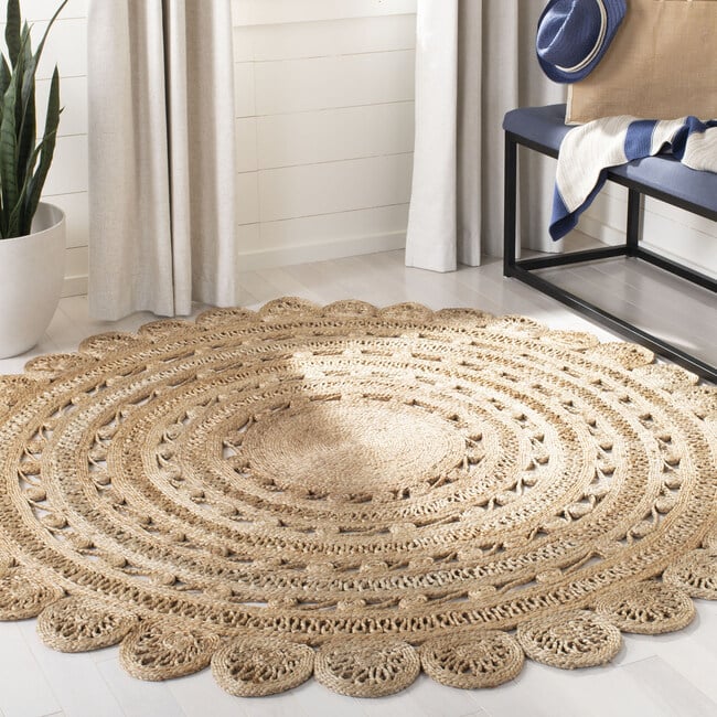 Maude Round Flatweave Rug, Natural - Rugs - 2