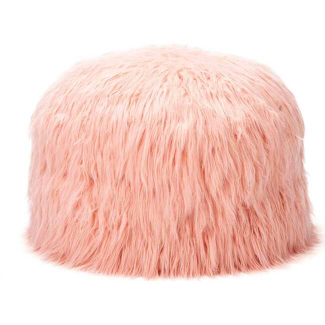 Himalaya Faux Fur Storage Pouf, Dusty Blush - Storage - 1