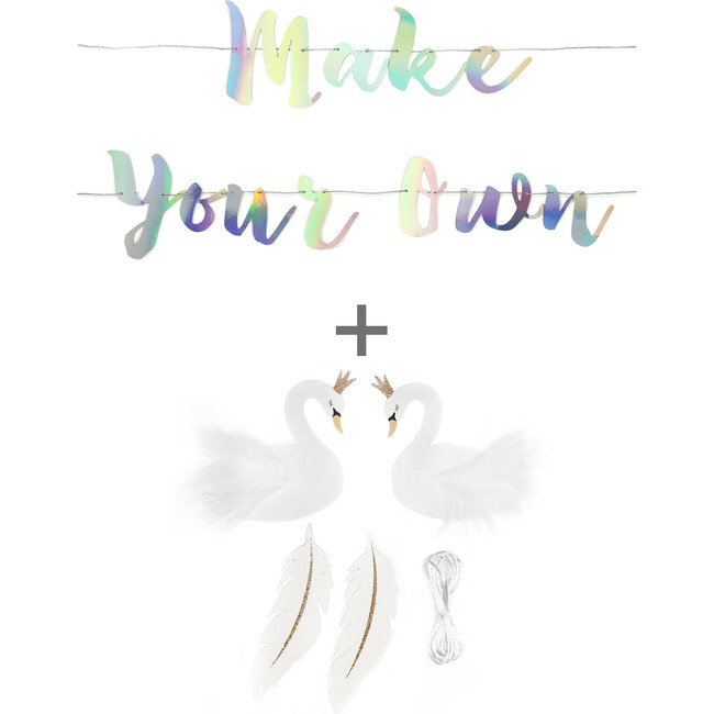 Swan Princess Make Your Own Banner, Iridescent - Decorations - 1