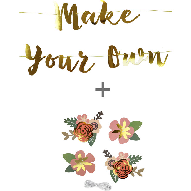 Flower Make Your Own Banner, Gold - Decorations - 1