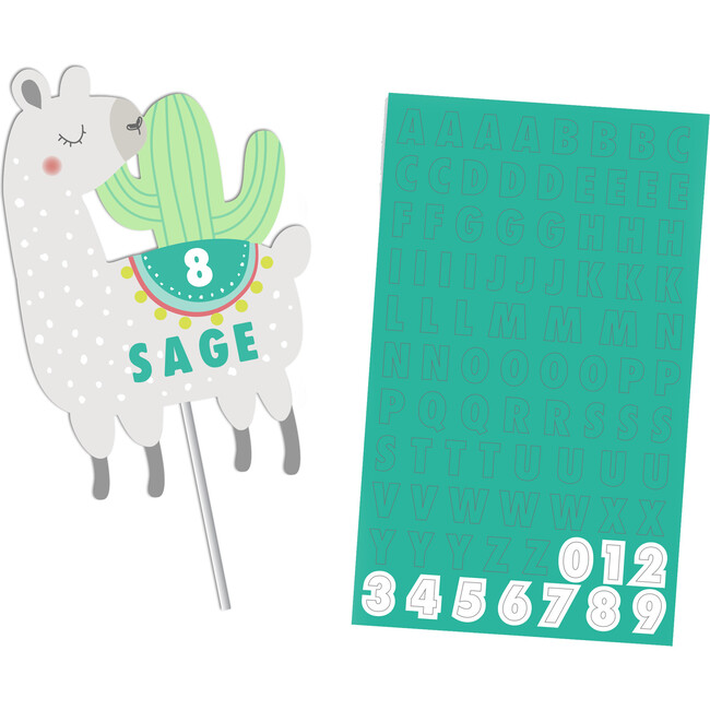 Llama and Cactus Custom Cake Topper