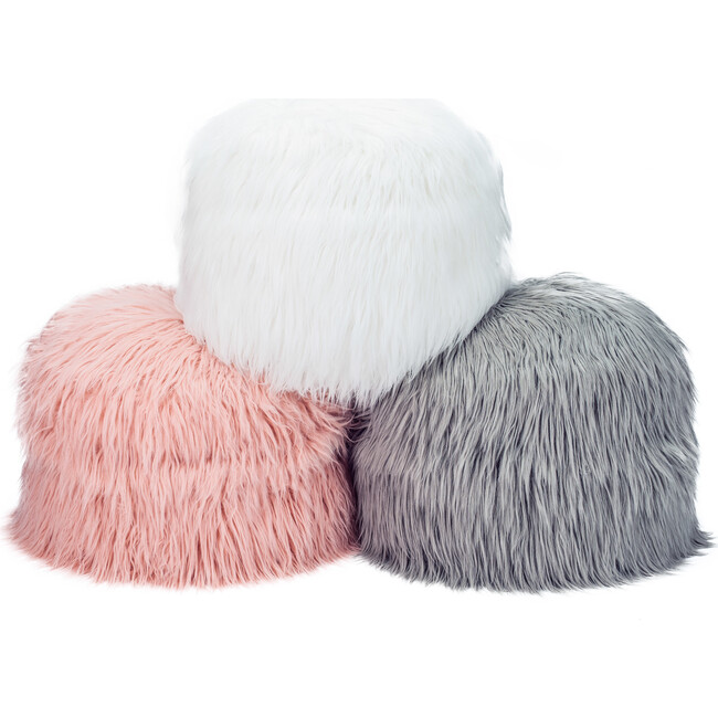 Himalaya Faux Fur Storage Pouf, Dusty Blush - Storage - 5
