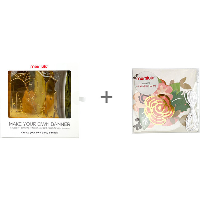 Flower Make Your Own Banner, Gold - Garlands - 4