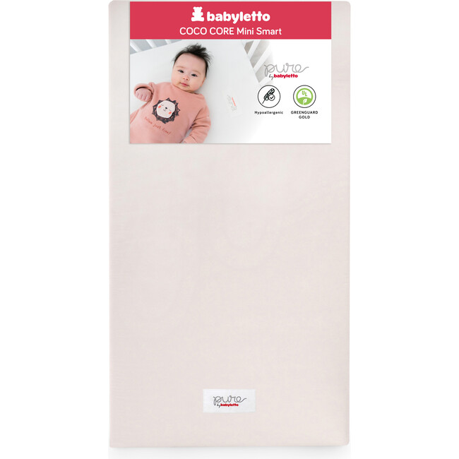 Coco Core Mini Crib Mattress & Smart Water Repellent Cover, White - Mattresses - 1