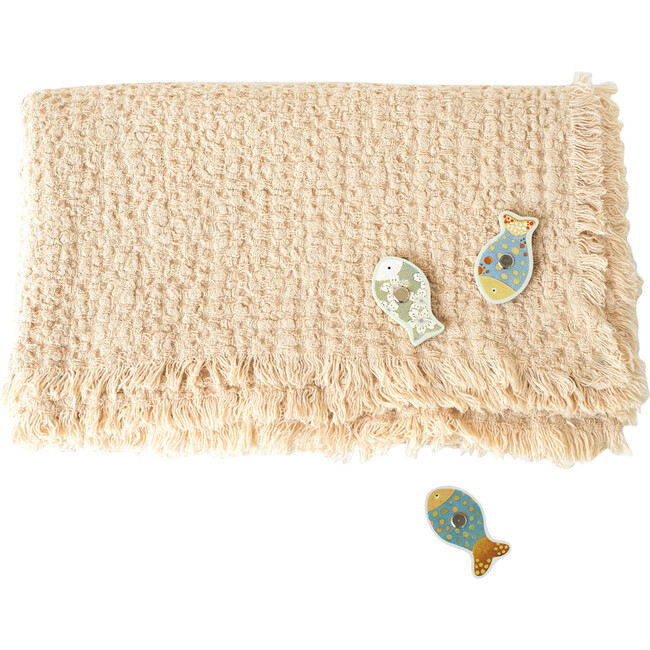 Waffle Linen Blanket, Shifting Sand - Blankets - 3