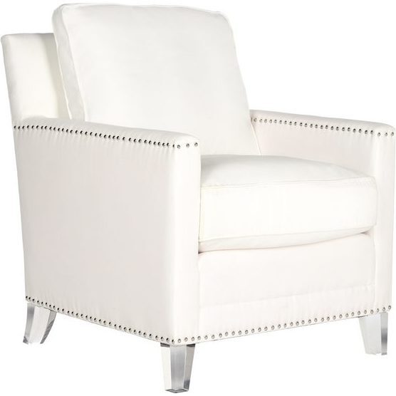 Nailhead & Acrylic Club Chair, White - Accent Seating - 1