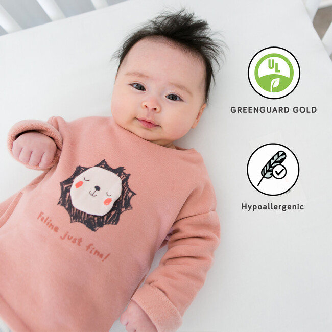 Coco Core Mini Crib Mattress & Smart Water Repellent Cover, White - Mattresses - 2