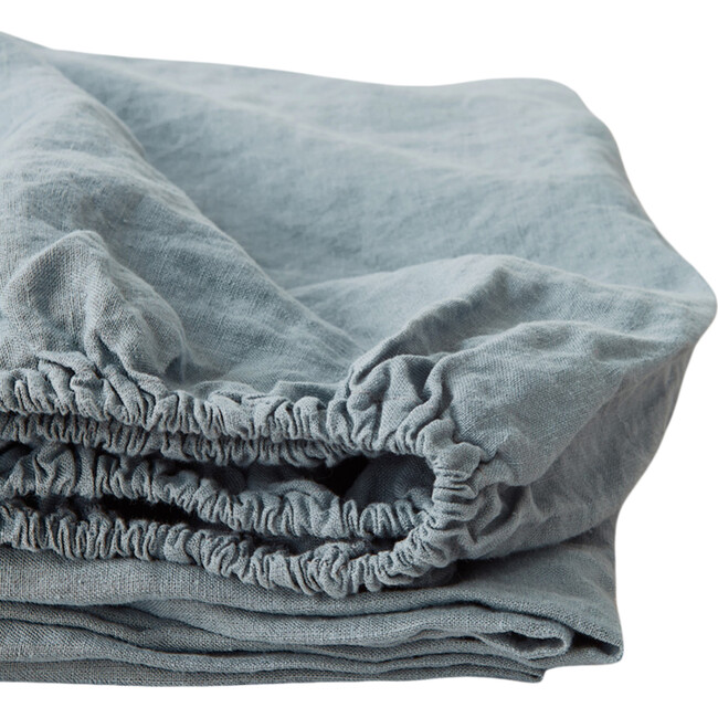 Linen Fitted Sheet, Blue Fog - Sheets - 1