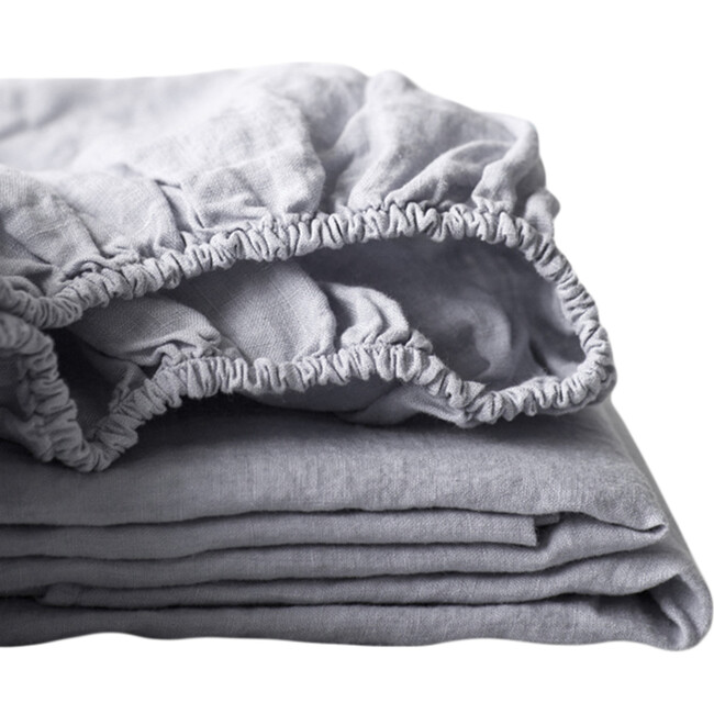 Linen Fitted Sheet, Light Grey - Sheets - 1