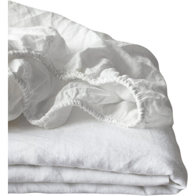 Linen Fitted Sheet, White - Sheets - 1