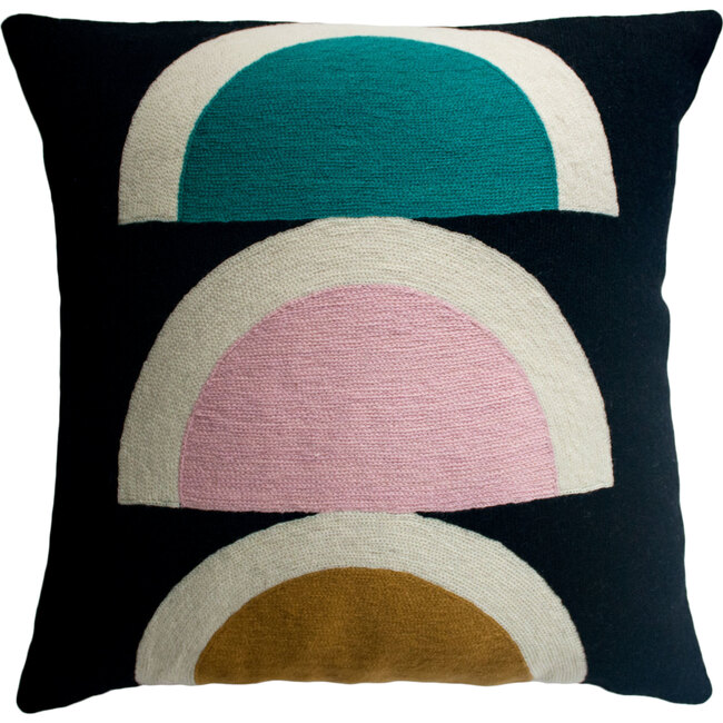 Abstract Moon Pillow, Black/Multi - Decorative Pillows - 1