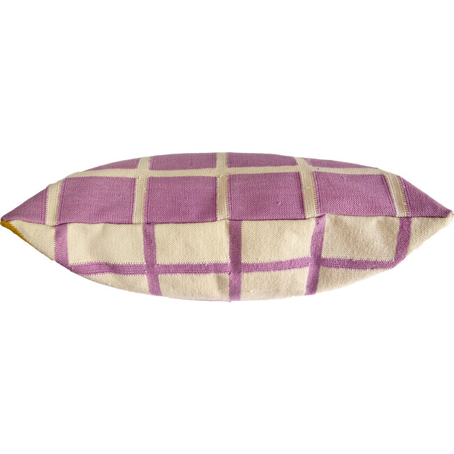 Reversible Pillow Cover, Lilac/Marigold Grid - Decorative Pillows - 4