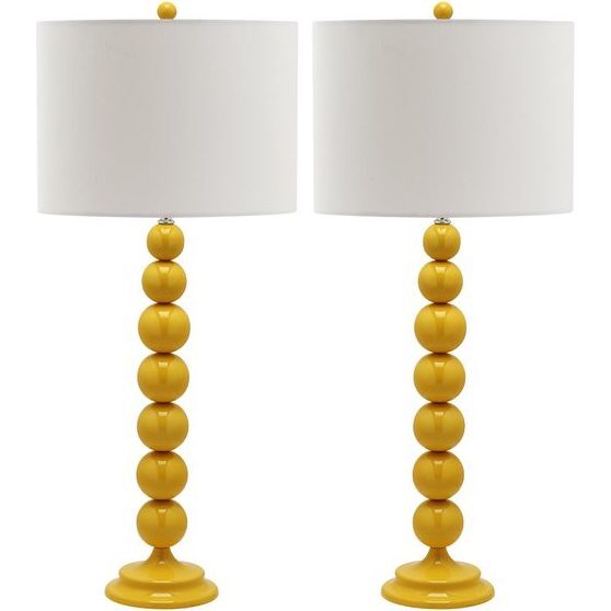 Set of 2 Jenna Stacked Ball Lamps, Yellow