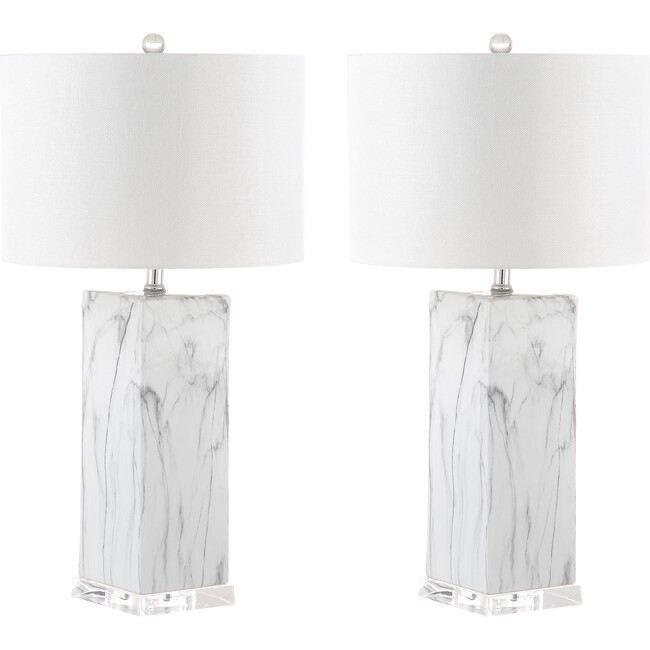 Set of 2 Olympia Marble Table Lamps, White