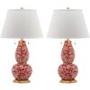 Set of 2 Color Swirls Glass Lamps, Orange - Lighting - 1 - thumbnail